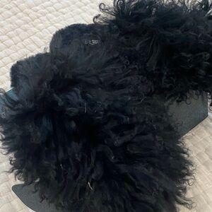 UGG Black Fluffy Slippers